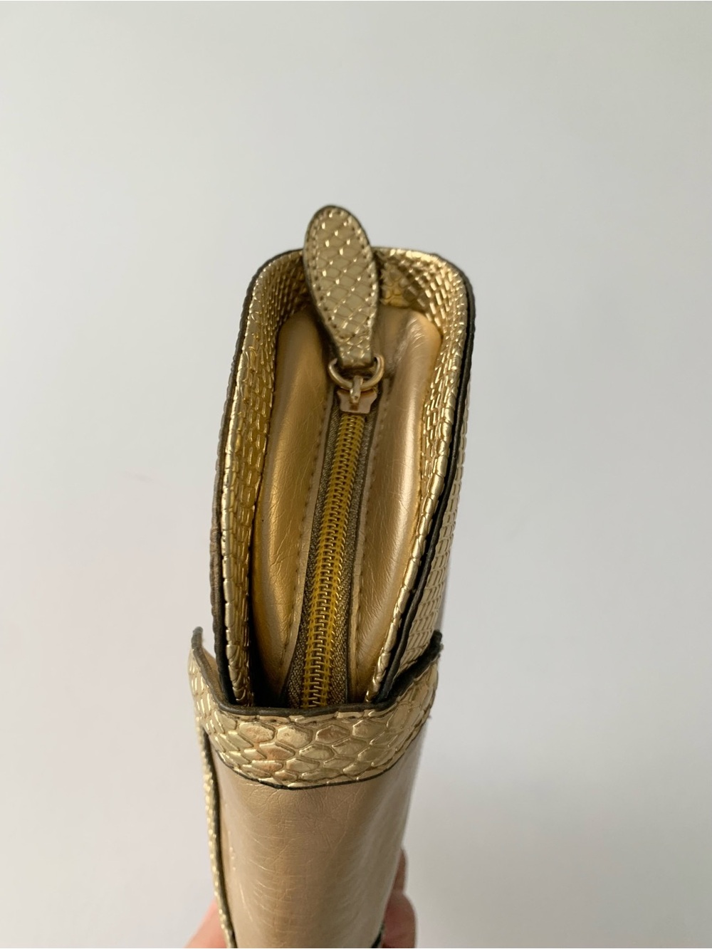 Versace Gold Leather Clutch with Textured Trims - Picture 5 of 10